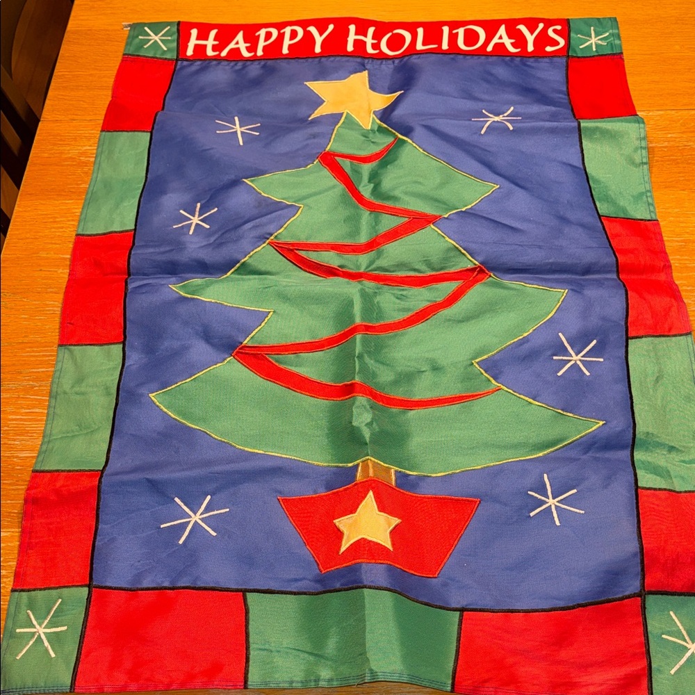 Holiday Cheer Tree Tapestry - Red, Green, Blue